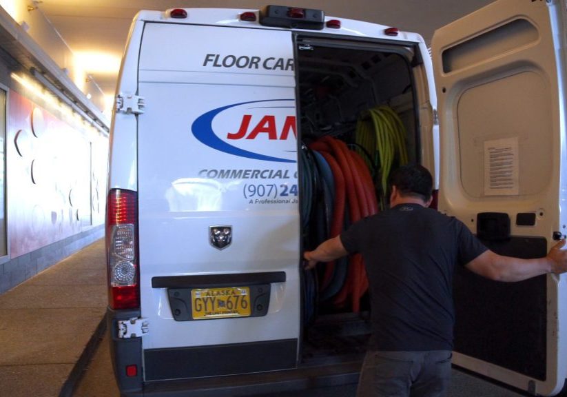 Janco service van with employee